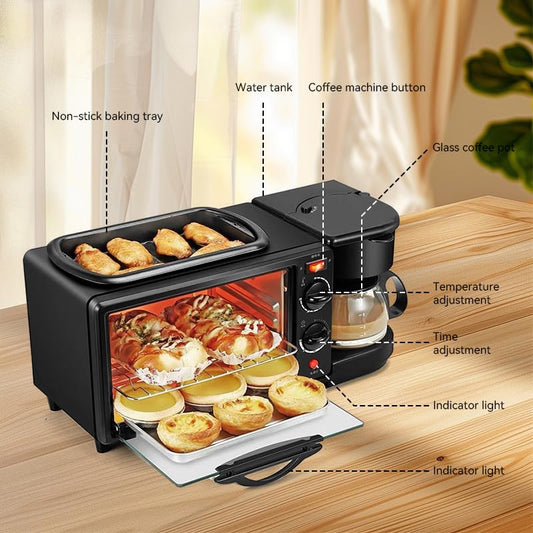 3-in-1 Microwave Oven for Breakfast, Toaster Oven, Coffee Maker with Heating Function