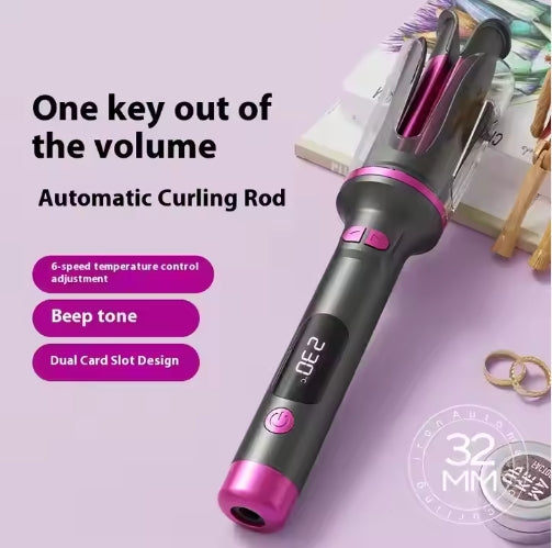 Estilo de rolo de chapinha de cabelo elétrica rotativa digital LCD com design novo de 2025 e chapinha de cabelo automática