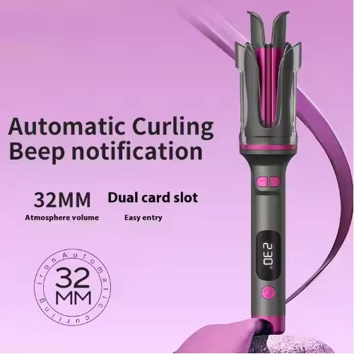Estilo de rolo de chapinha de cabelo elétrica rotativa digital LCD com design novo de 2025 e chapinha de cabelo automática
