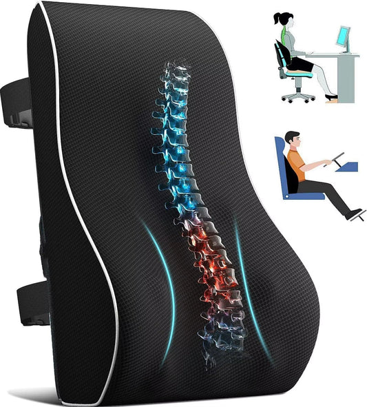 e7 Apoio lumbar de algodão de memória para escritório e carro com ergonomia