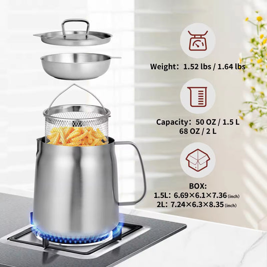 N7  1.5L Frigideira de filtro de óleo com tampa e peneira, para frituras na cozinha