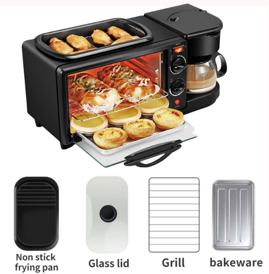 3-in-1 Microwave Oven for Breakfast, Toaster Oven, Coffee Maker with Heating Function