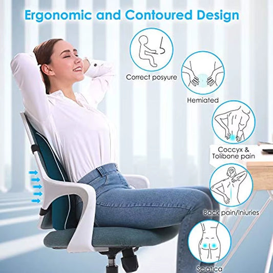 e7 Apoio lumbar de algodão de memória para escritório e carro com ergonomia