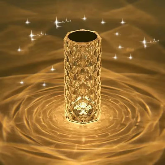 U3 Lâmpada de mesa de cristal de rosa com luz de ambiente